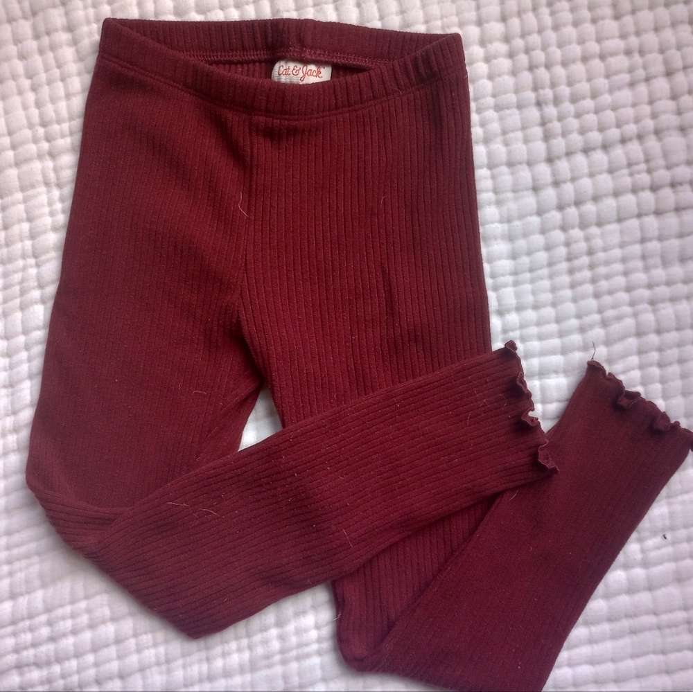 Girls soft ribbed leggings with scalloped ankles